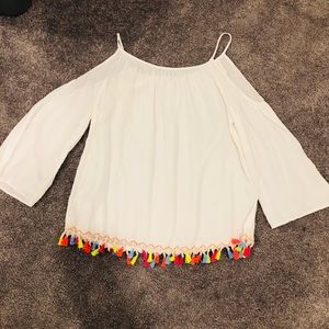 Cold Shoulder Shirt with fun tassels